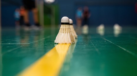 Badminton fjerbold på gulvet